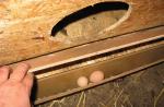 Nidos de bricolaje con un recolector de huevos para gallinas ponedoras